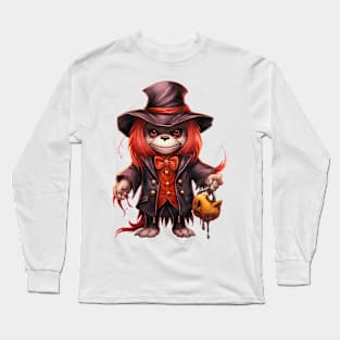 Cartoon Orangutan in Dracula Costume Long Sleeve T-Shirt